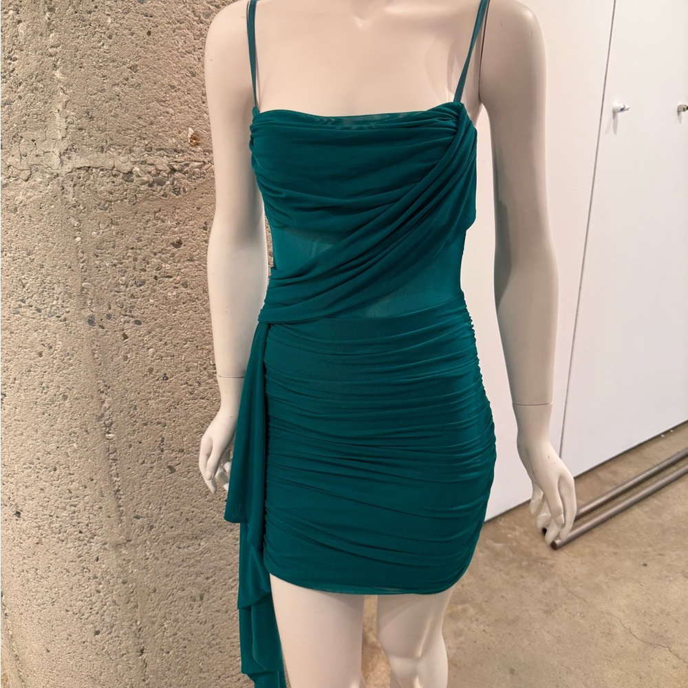 Elegant Teal Draped Dress